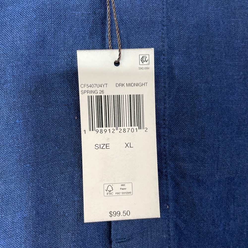 NWT Michael Kors 100% Linen Button up Shirt Men's XL Dark Midnight Blue Casual - Picture 7 of 10